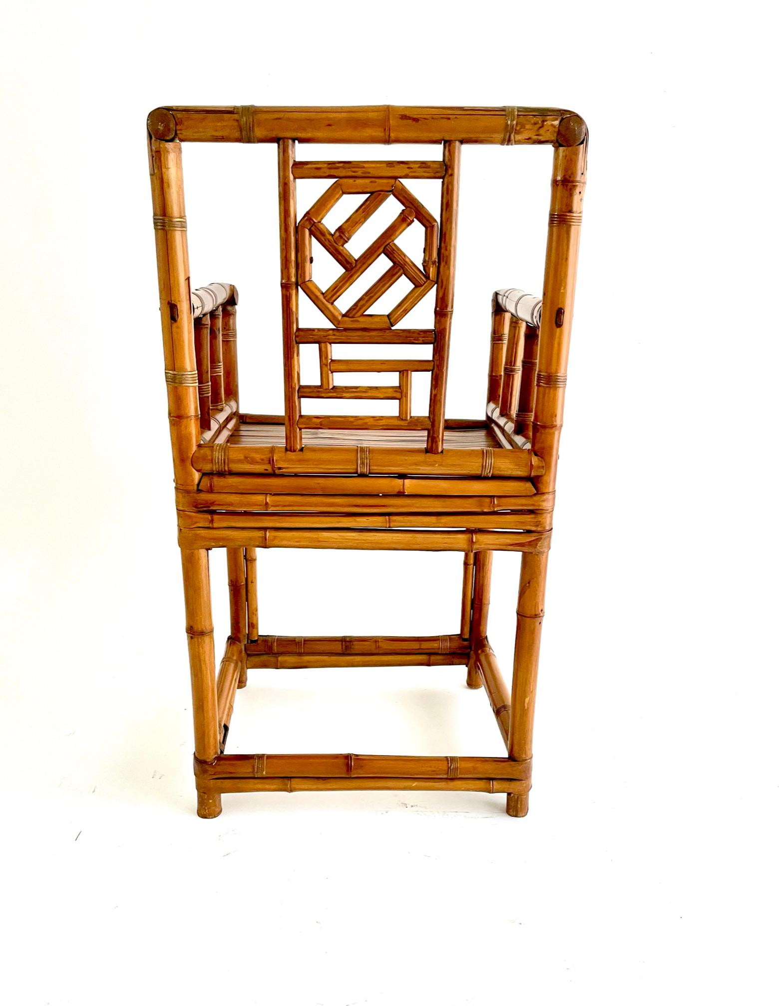 Pair of Early 20th Century Chinese Bamboo Chairs For Sale 4