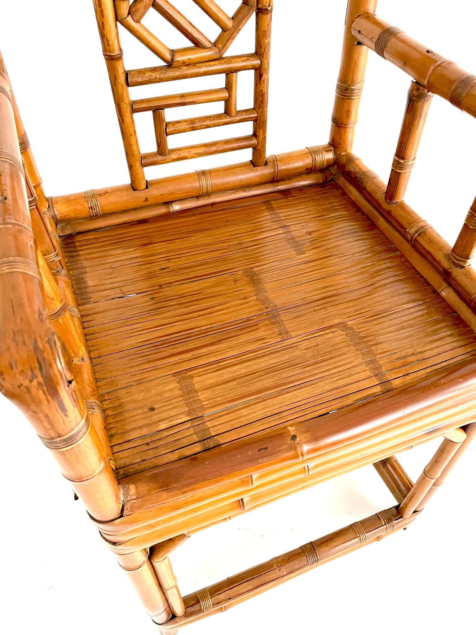 Paire de chaises chinoises en bambou du début du XXe siècle en vente 2