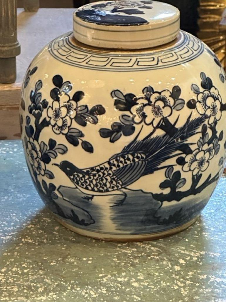 Asian Pair of Early 20th Century Chinese Blue and White Ginger Jars For Sale