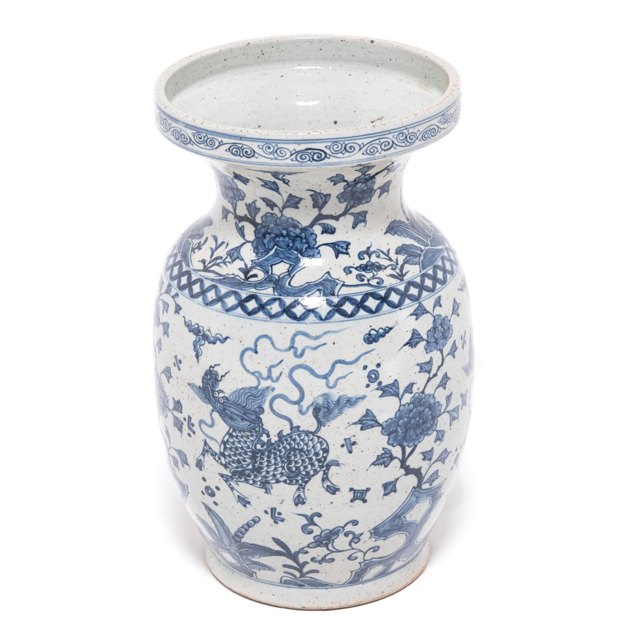 Pair of Chinese Blue and White Qilin Vases, c. 1900 For Sale 3