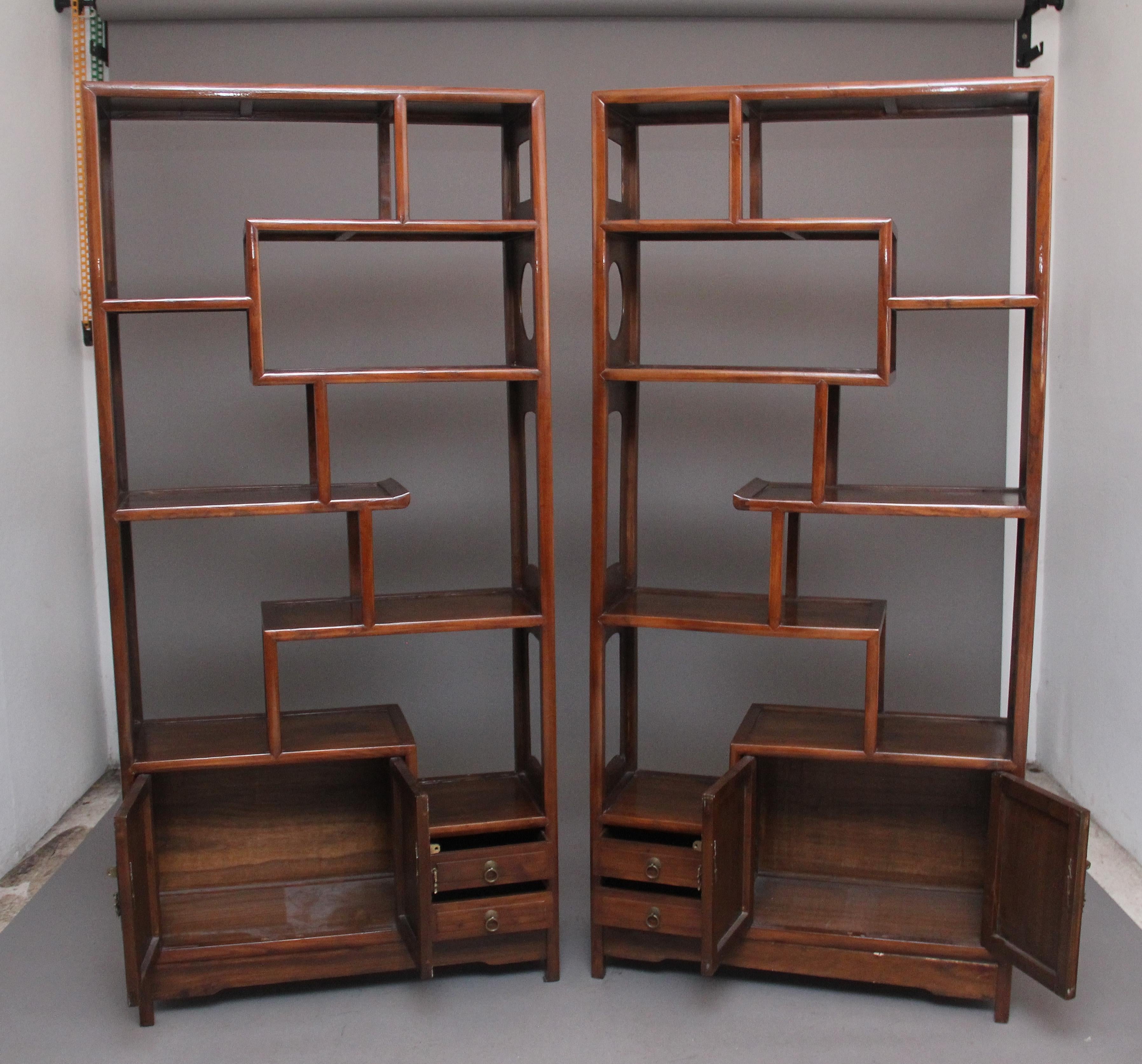 Pair of Early 20th Century Chinese Display Cabinets In Good Condition For Sale In Martlesham, GB