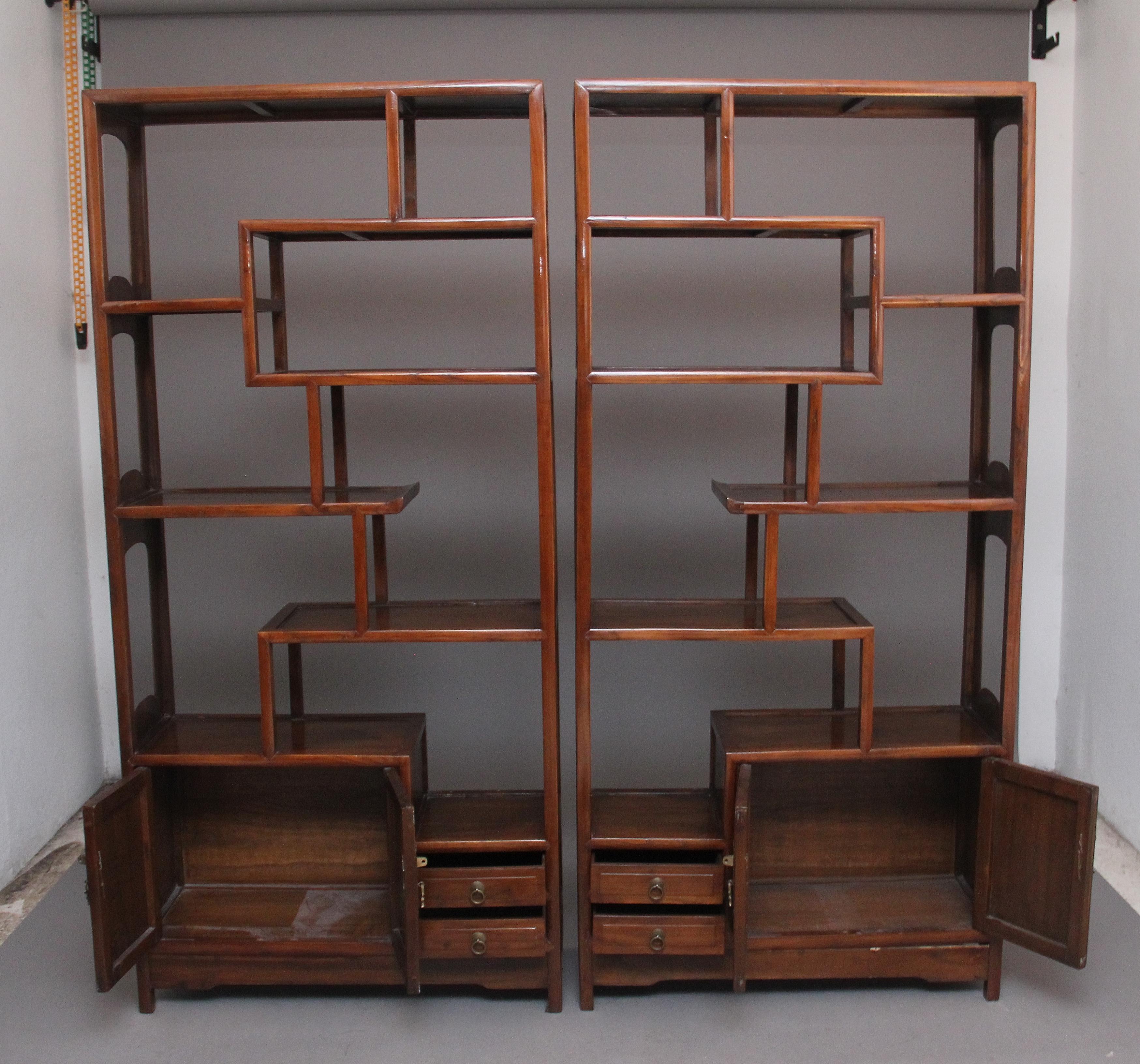 Pair of Early 20th Century Chinese Display Cabinets For Sale 1