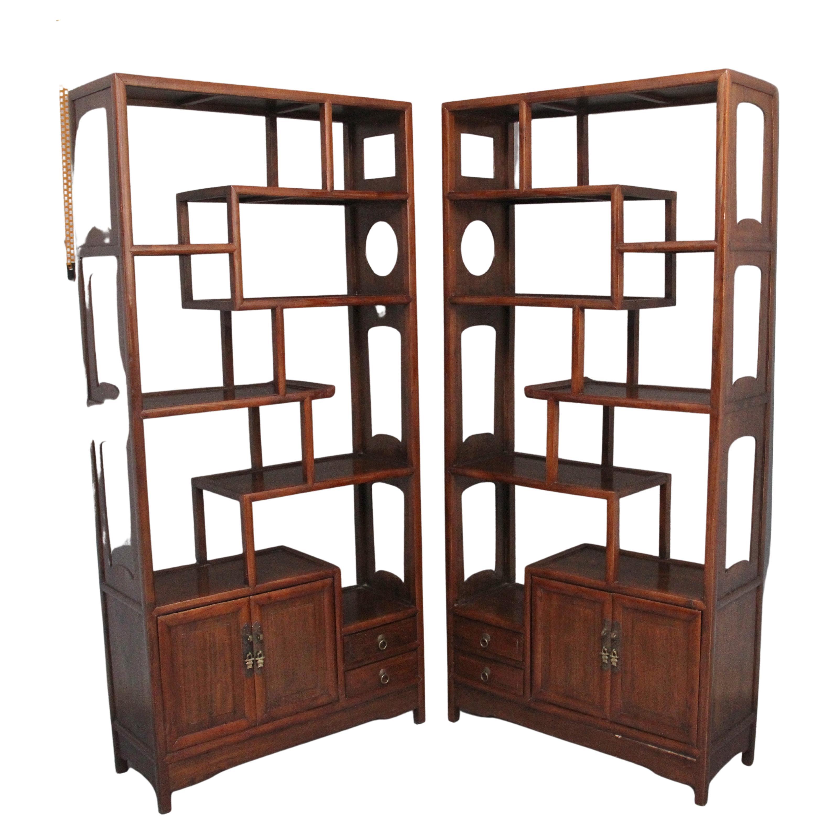 Pair of Early 20th Century Chinese Display Cabinets For Sale