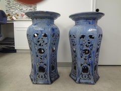Pair of Early 20th Century Chinese Glazed Terra Cotta Pedestals or Stands
