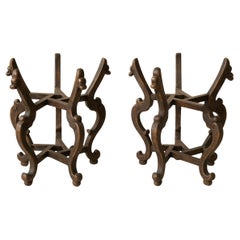 Coppia di basi da tavolo in legno duro cinese dei primi del Novecento, forse Hongmu o Hua