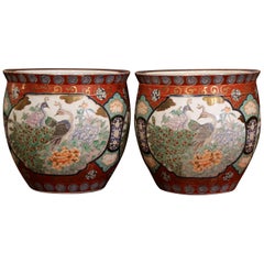 Pair of Early 20th Century Chinese Painted and Gilt Porcelain Planters