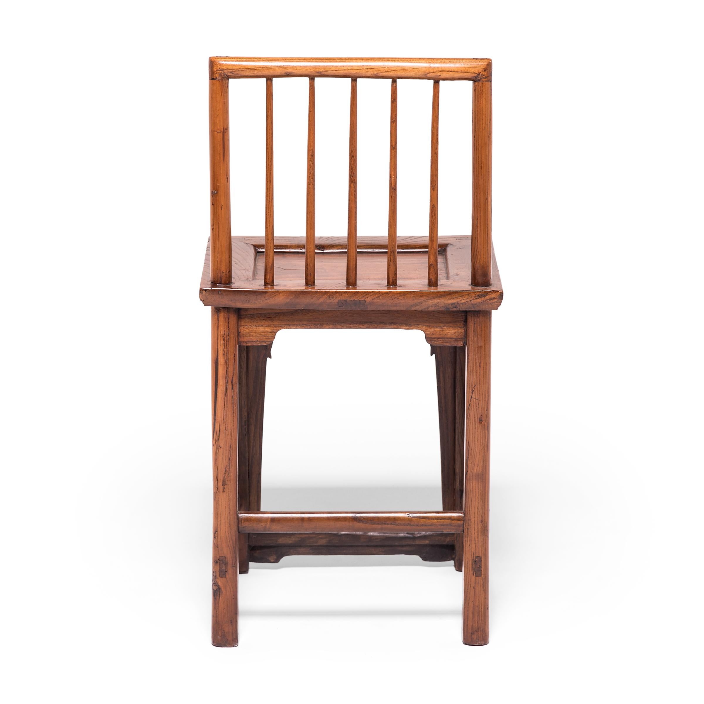Pair of Chinese Walnut Spindleback Chairs, c. 1900 For Sale 5