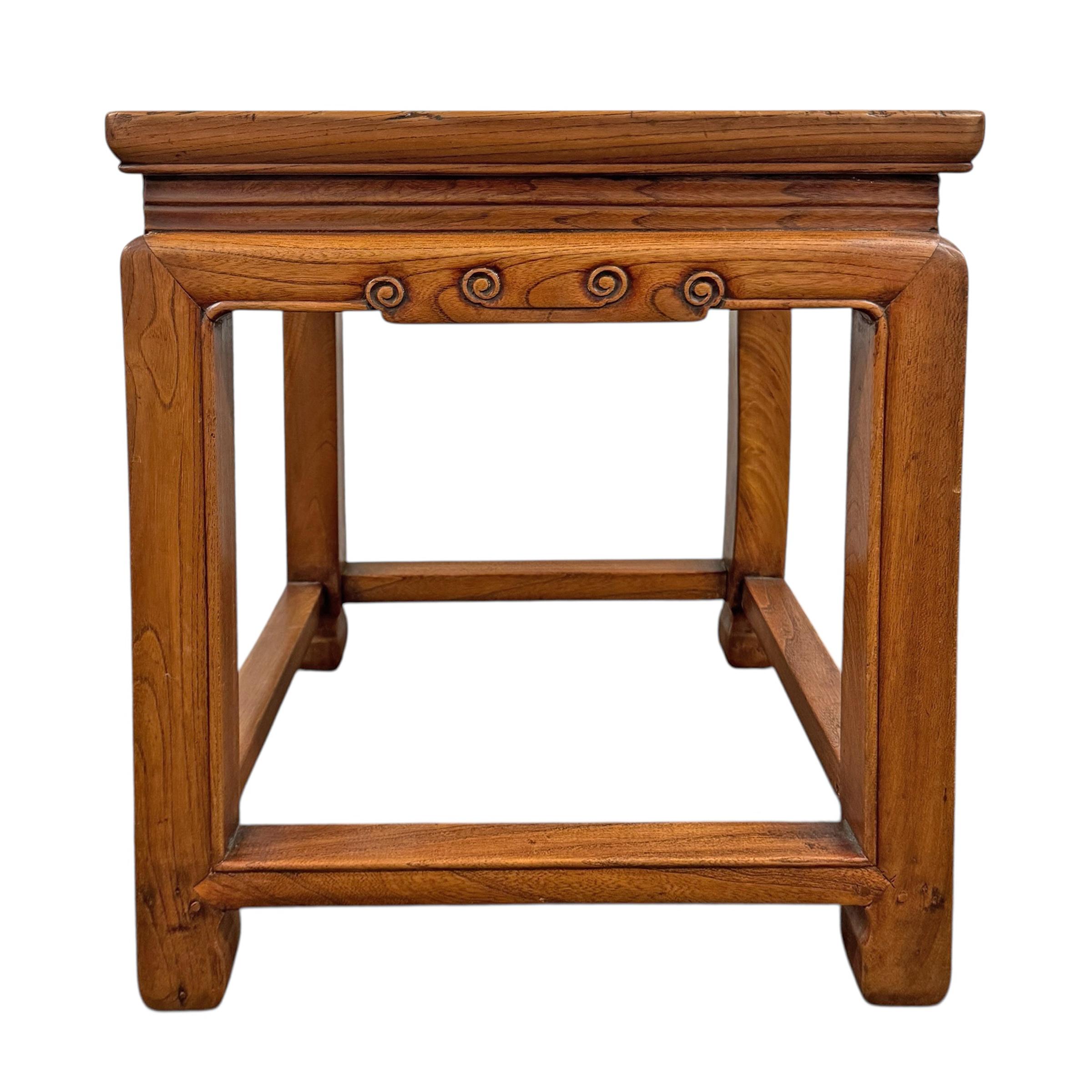 Elm Pair of Early 20th Century Chinese Stools For Sale
