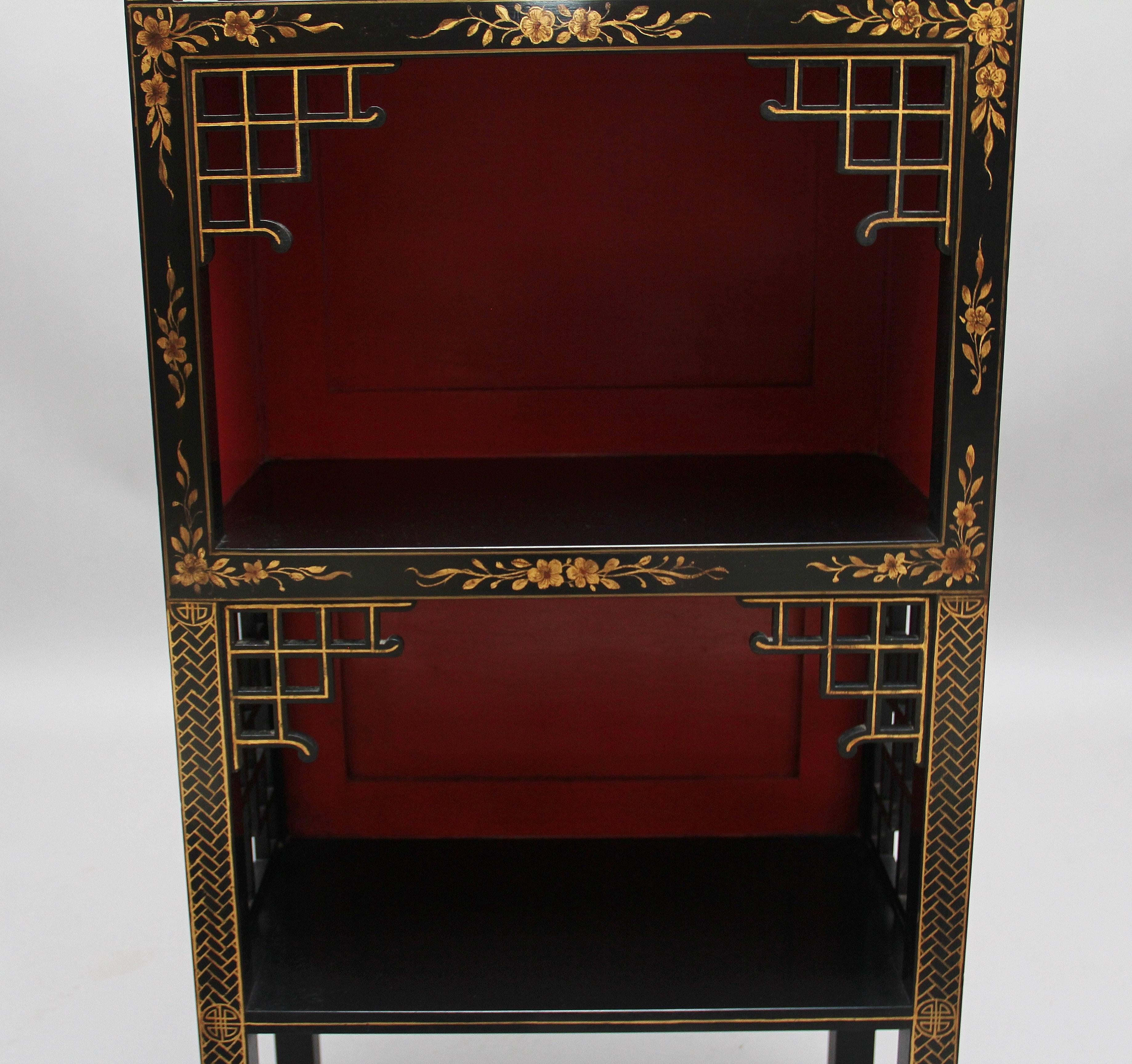 Pair of Early 20th Century Chinoiserie Open Cabinets 6