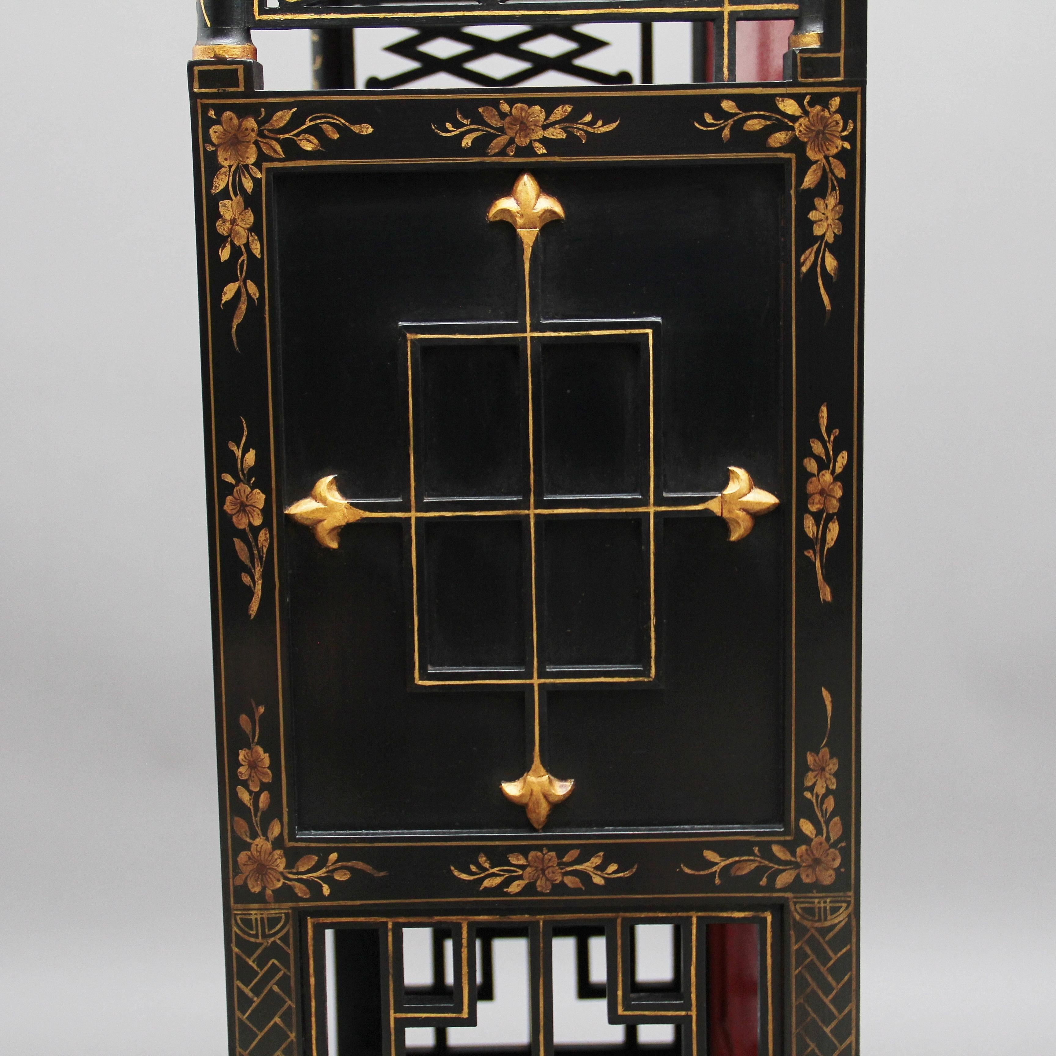 Pair of Early 20th Century Chinoiserie Open Cabinets 8