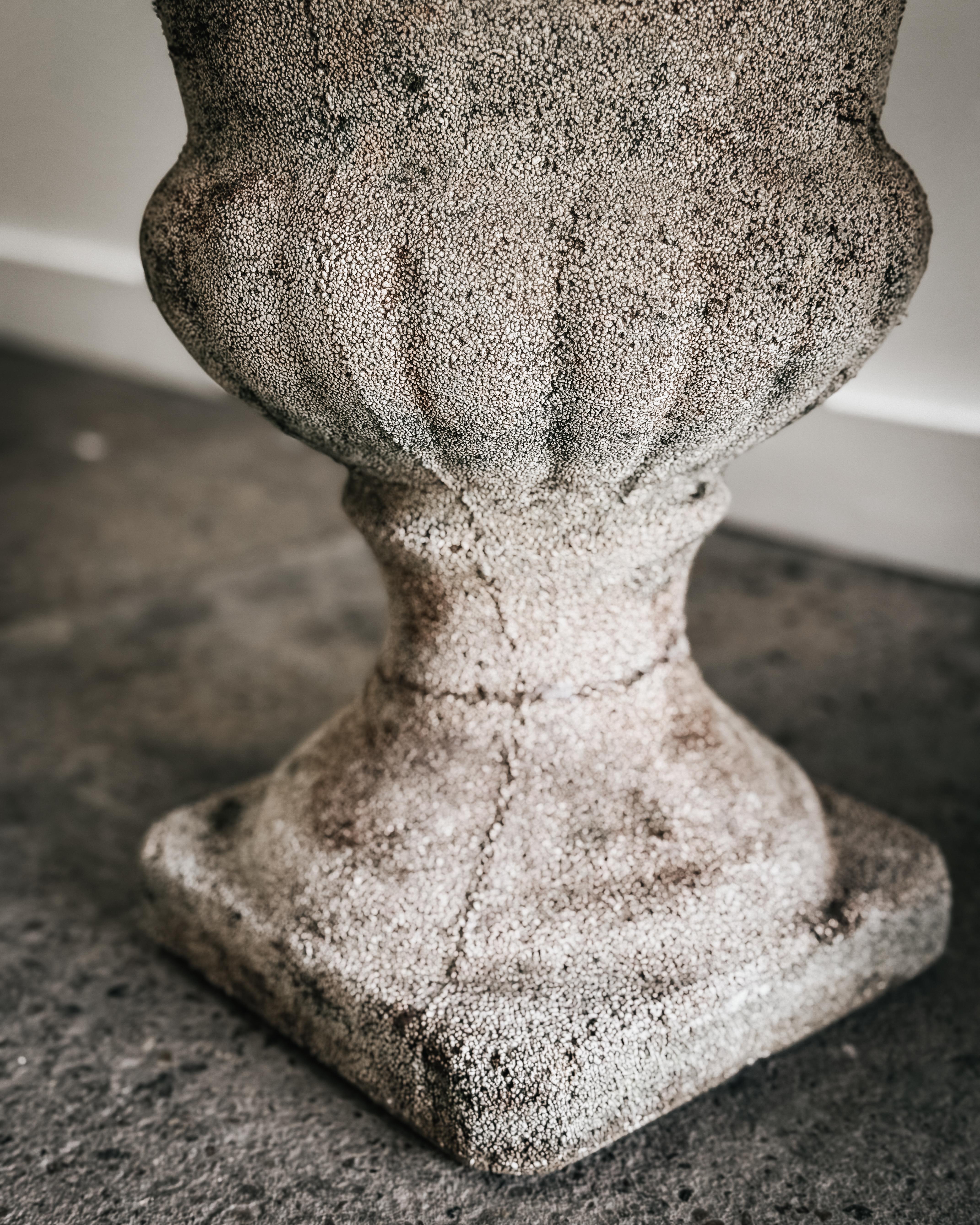 Pair of Early 20th Century Classic French Cement Urn Planters For Sale 9