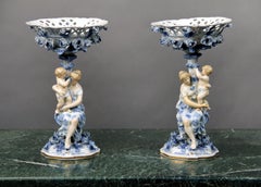 Pair of Early 20th Century Continental Porcelain Compotes