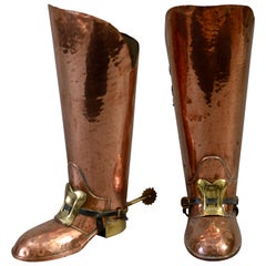 Pair of Early 20th Century Copper and Brass Novelty Umbrella Stands