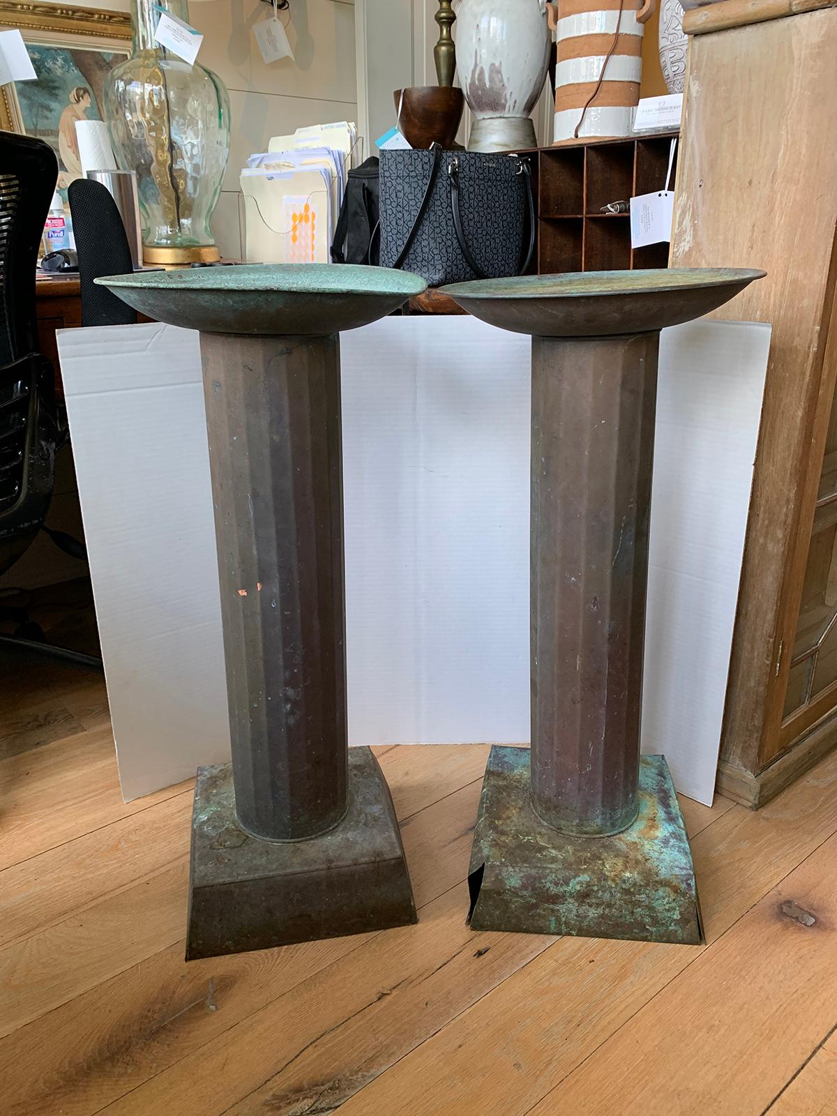 Pair of early 20th century copper bird baths
Measures: 13.5