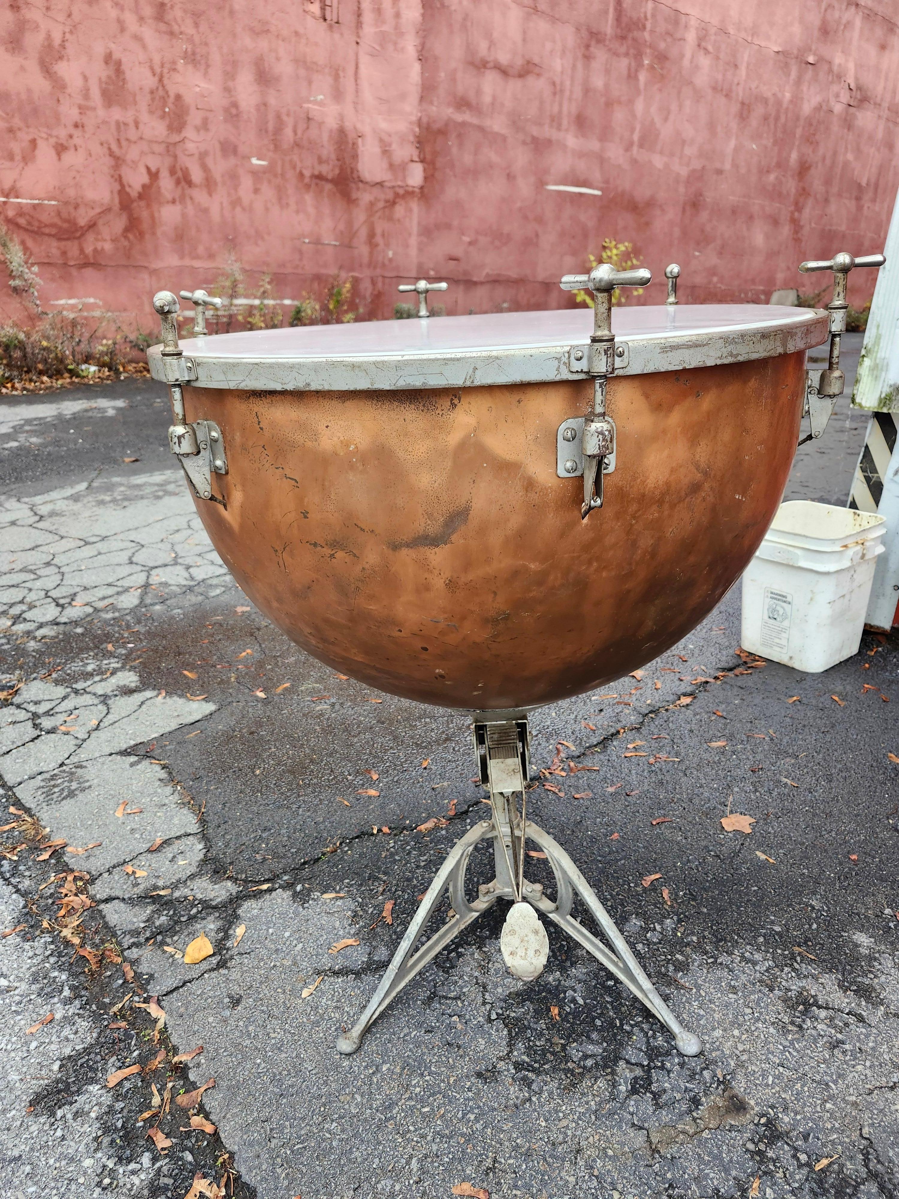 Pair of Early 20th Century Copper Kettle Timpanis Tables by Leedy Manufacturing For Sale 4