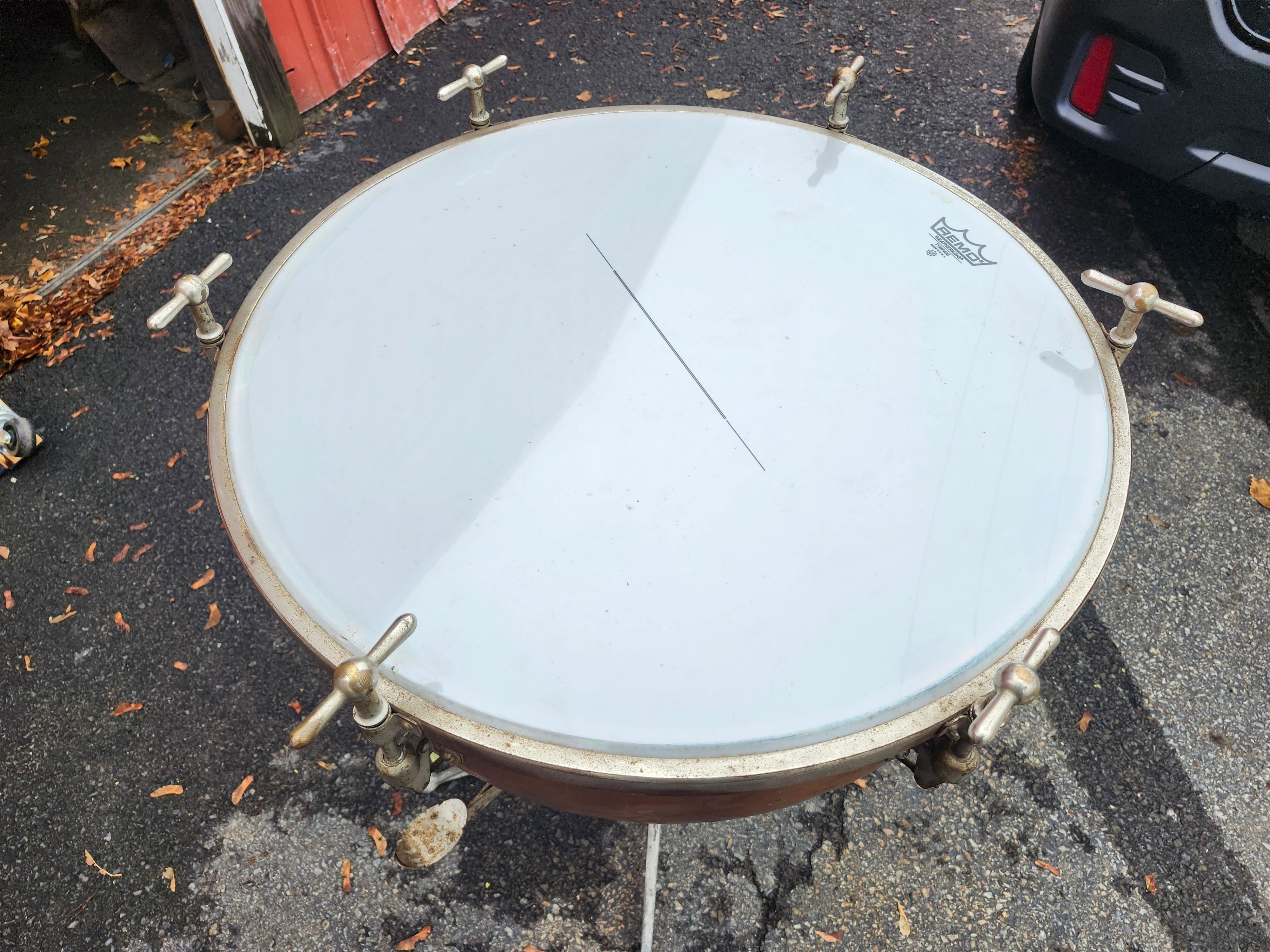Pair of Early 20th Century Copper Kettle Timpanis Tables by Leedy Manufacturing For Sale 9