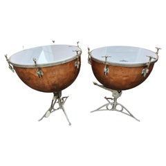 Pair of Early 20th Century Copper Kettle Timpanis Tables by Leedy Manufacturing