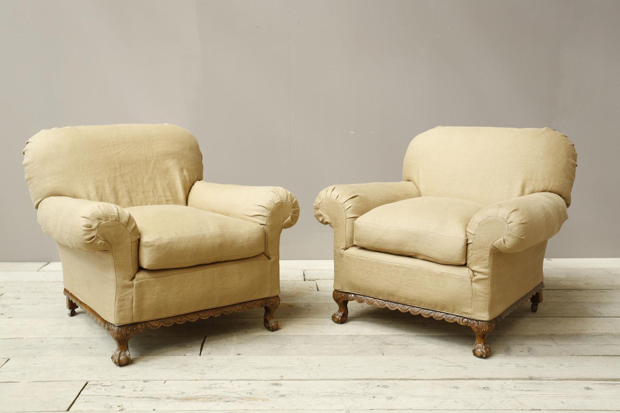 Pair of Early 20th century country house armchairs 1