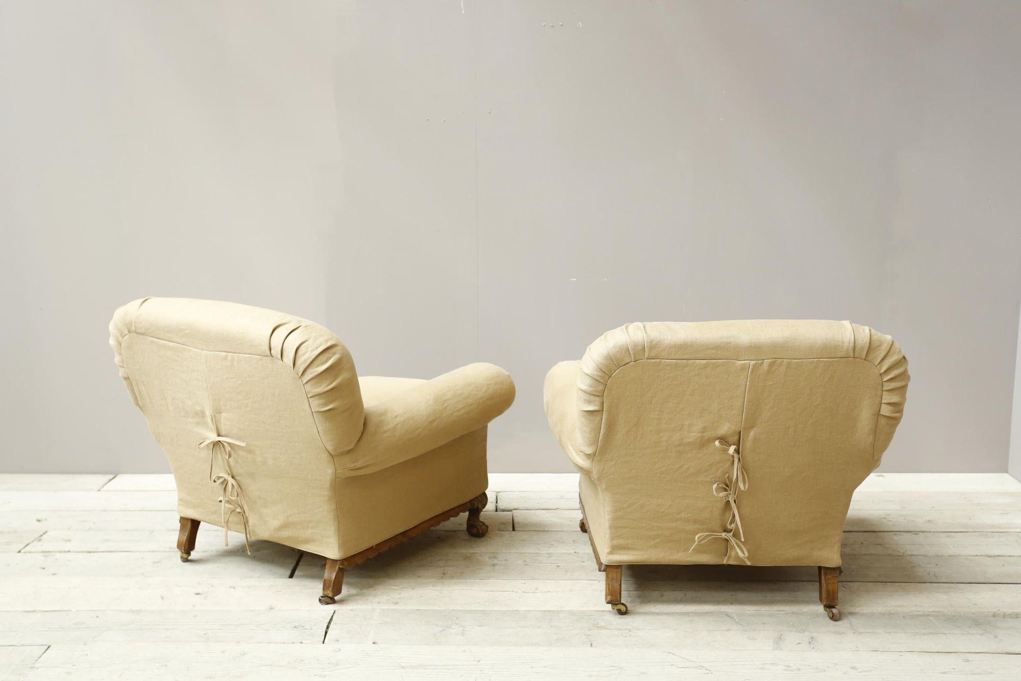 Pair of Early 20th century country house armchairs 3