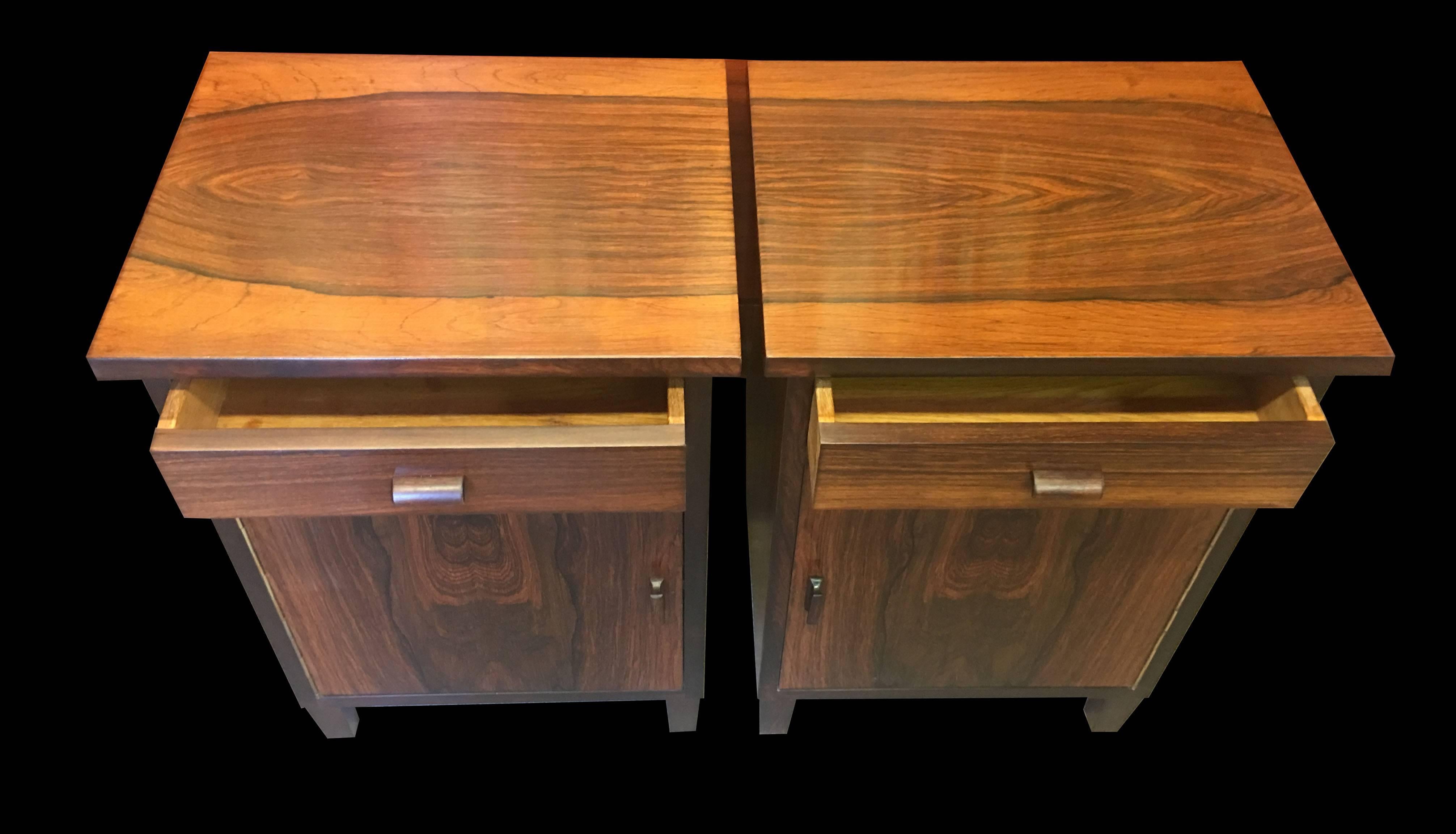 Scandinavian Modern Pair of Early 20th Century Danish Rosewood Bedside Cabinets