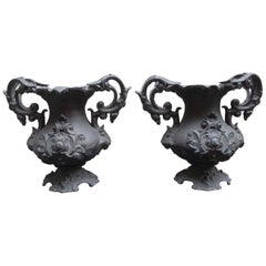 Pair of Early 20th Century Decorative Cast Iron Urns