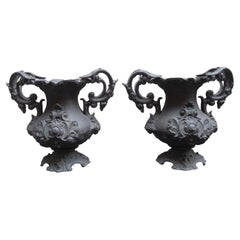 Pair of Early 20th Century Decorative Cast Iron Urns