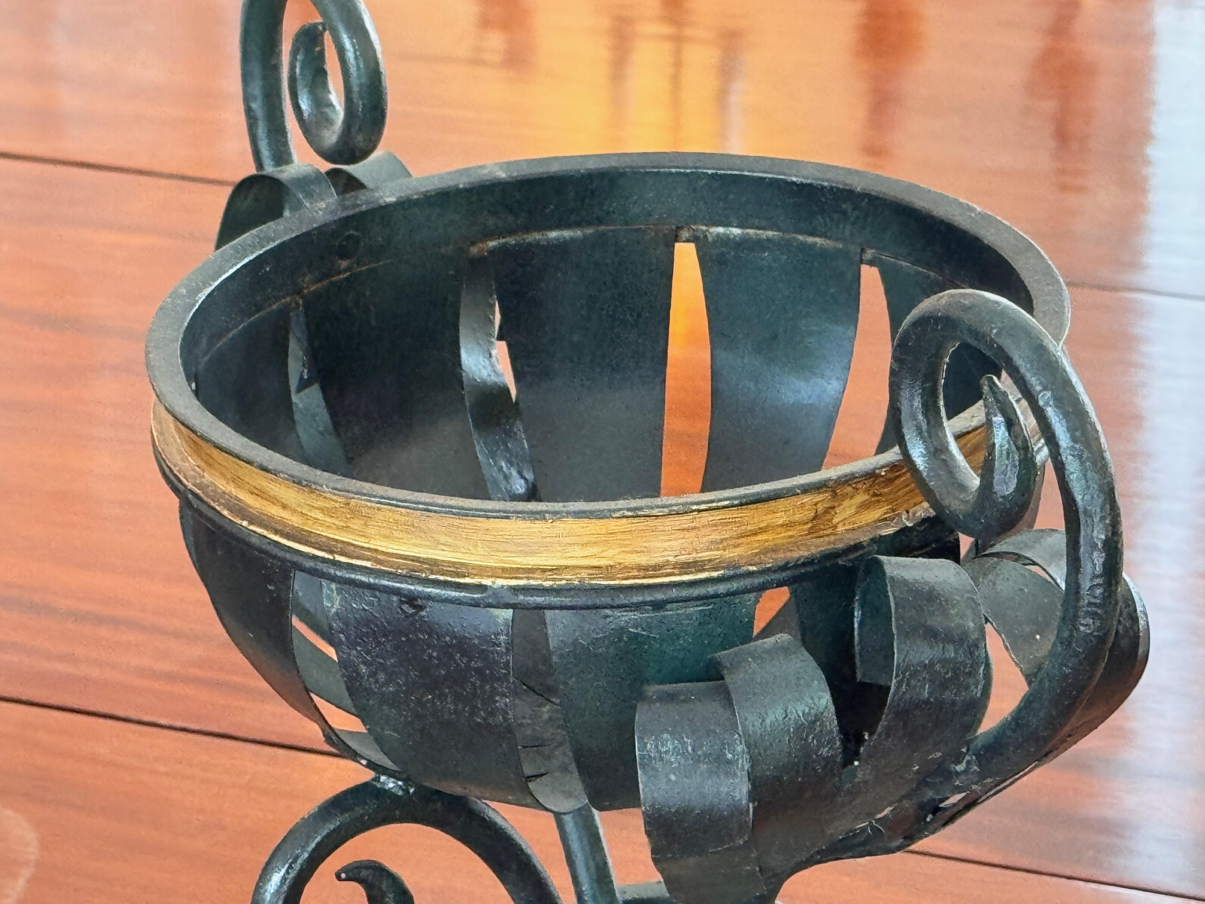 Pair of Early 20th Century Decorative Metal Urns With Scrollwork For Sale 3