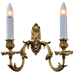 Pair of Early 20th Century Doré Bronze Wall Sconces