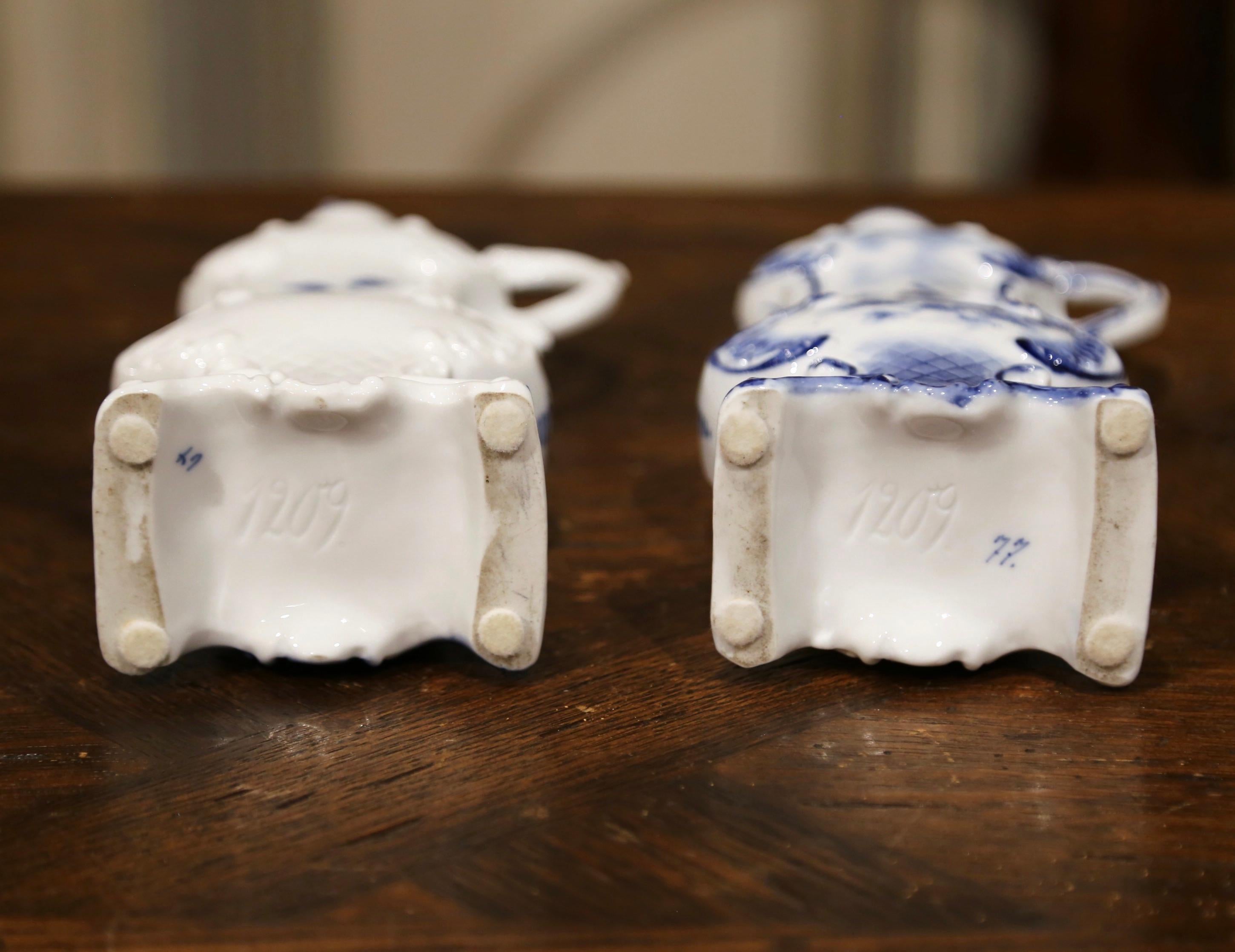 Pair of Early 20th Century Dutch Painted Faience Delft Olive Oil Jars 9