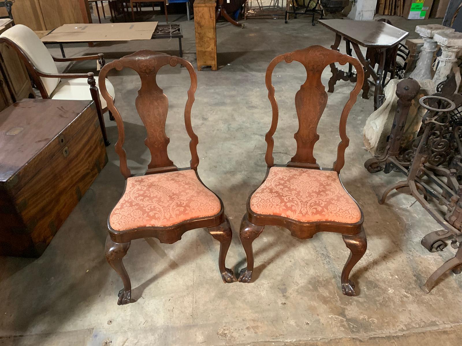 Pair of Early 20th Century Dutch Side Chairs For Sale 11