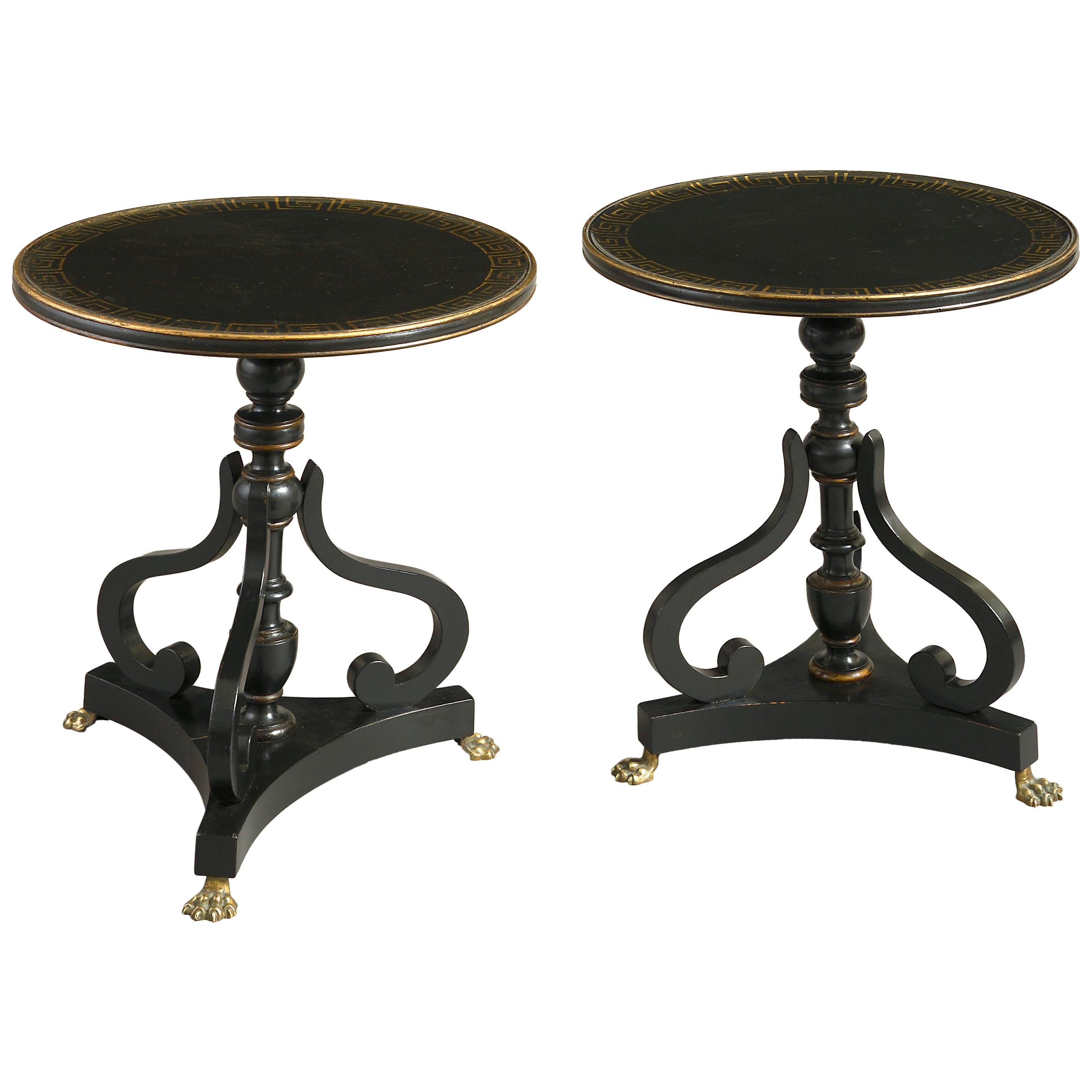 Pair of Early 20th Century Ebonized End Tables