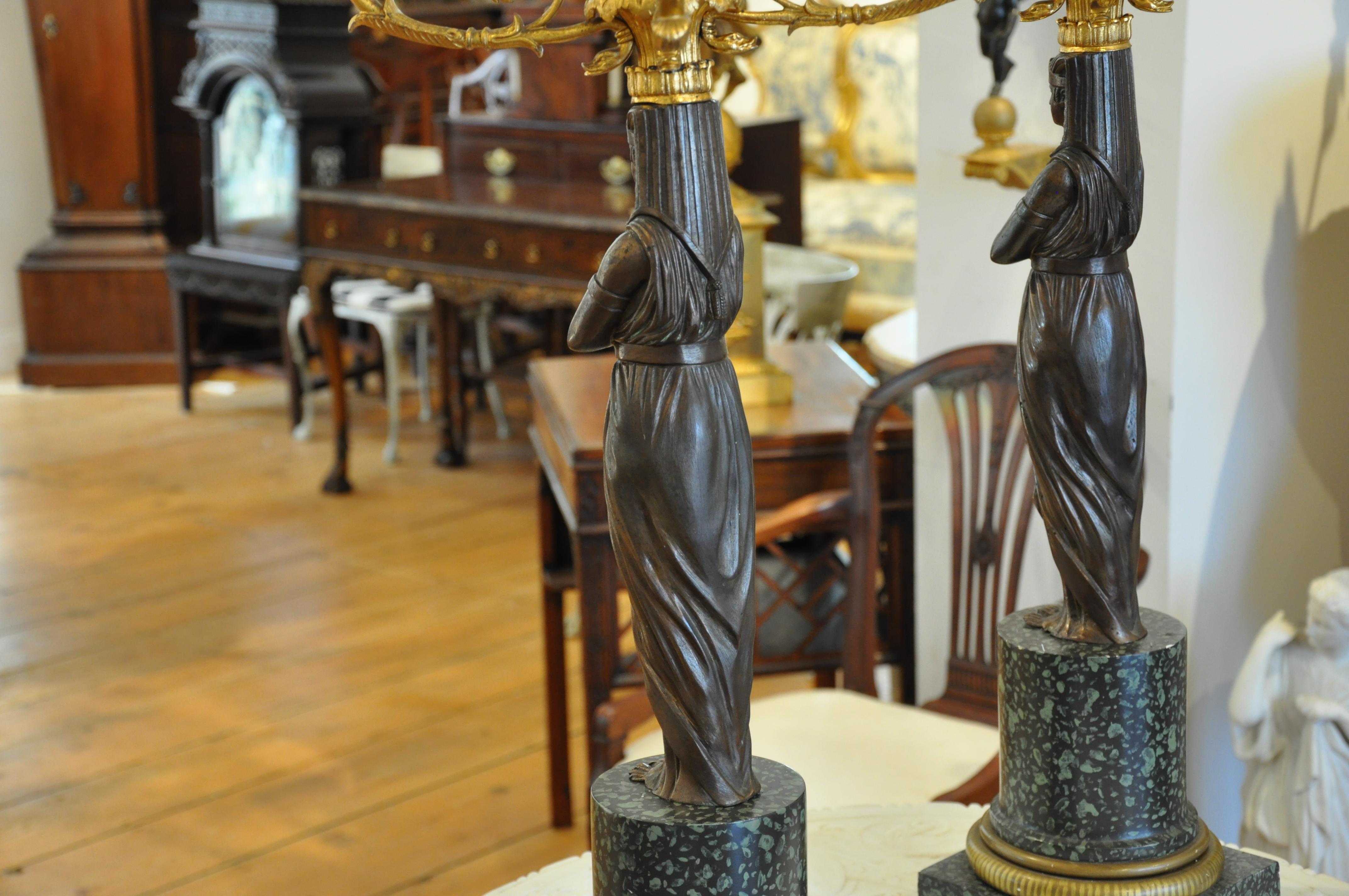 Pair of Early 20th Century Egyptian Revival Candelabra For Sale 1