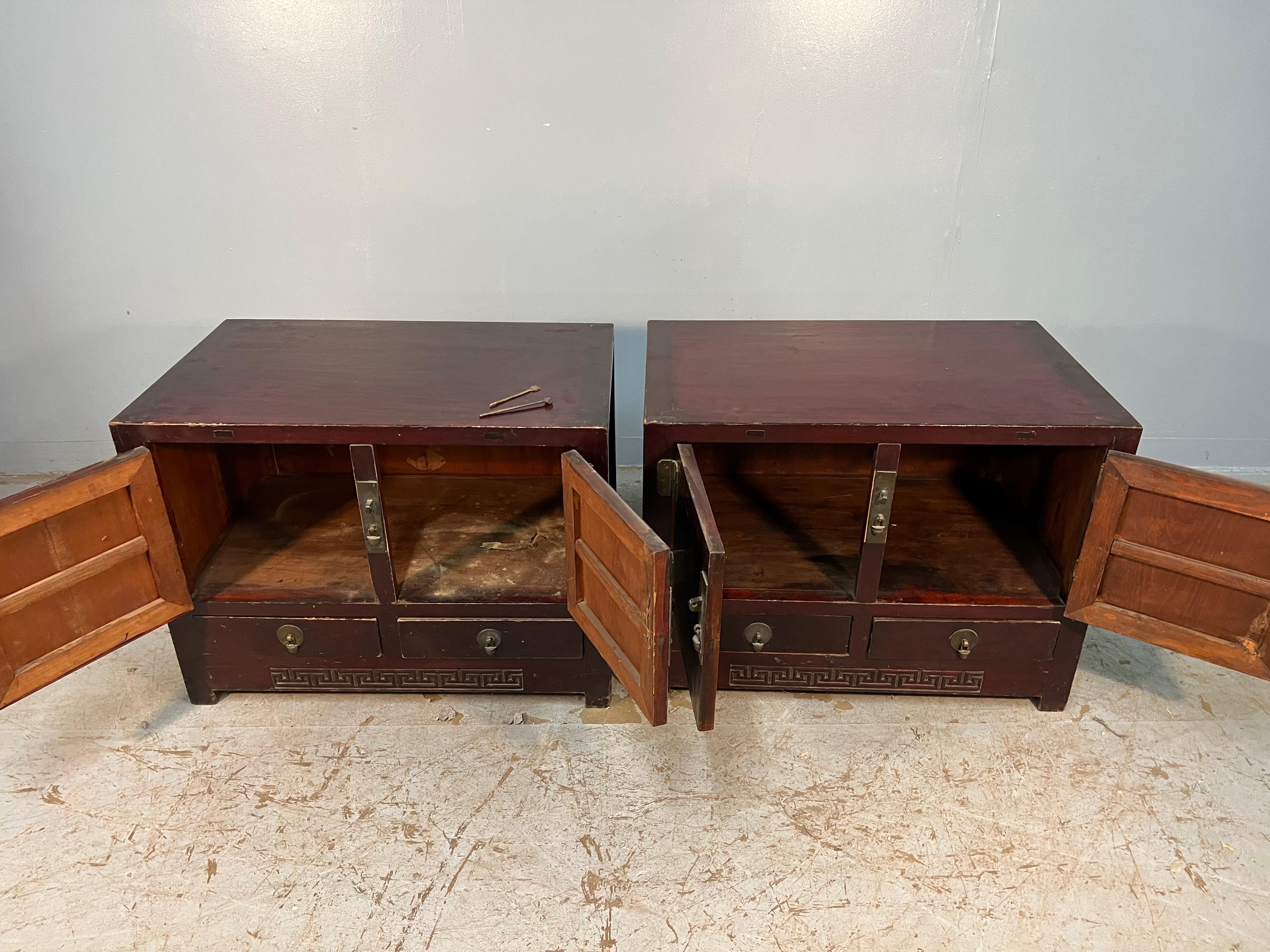 Pair of Early 20th Century Elmwood Cabinets For Sale 4