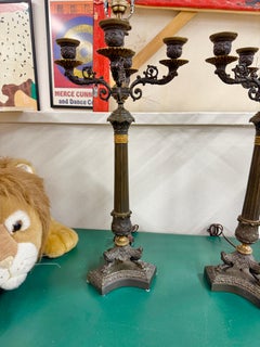 Pair of Early 20th century Empire Style Bronze Candlebra