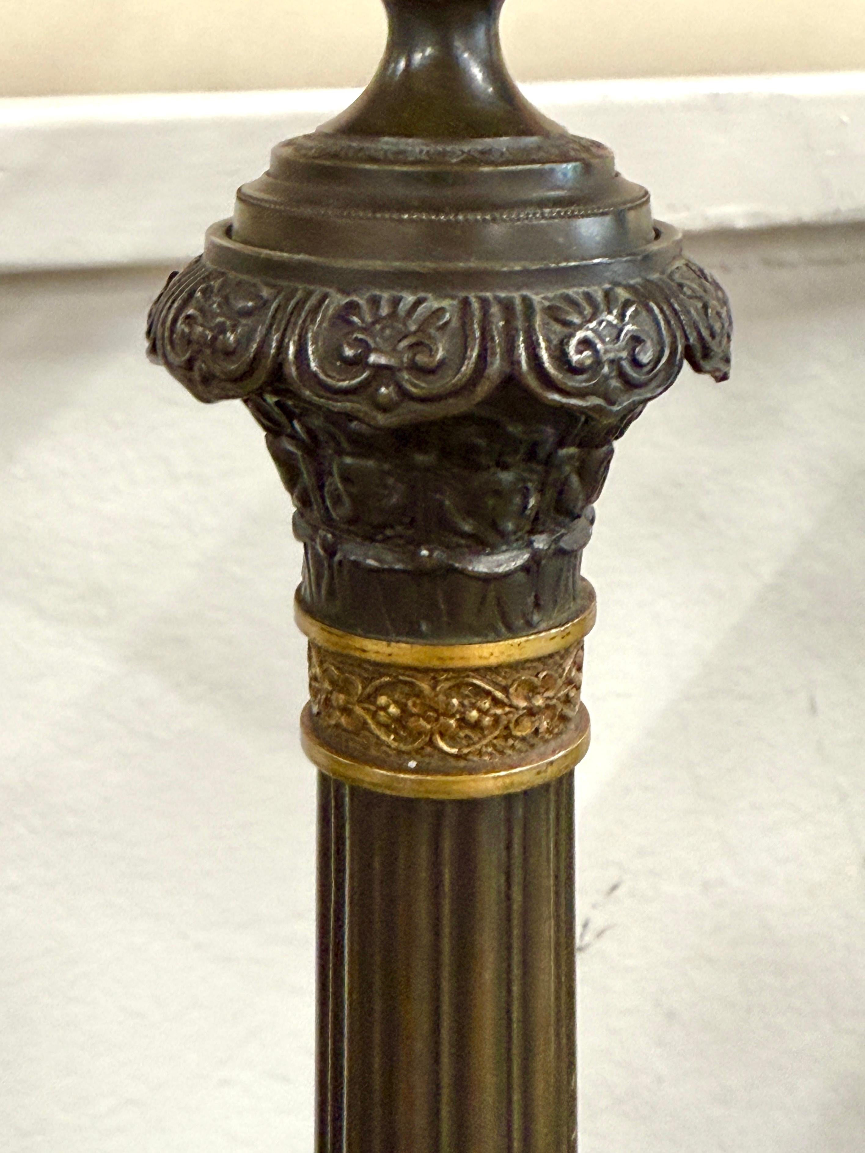 XX secolo Coppia di candelabri in bronzo stile impero dei primi del Novecento in vendita
