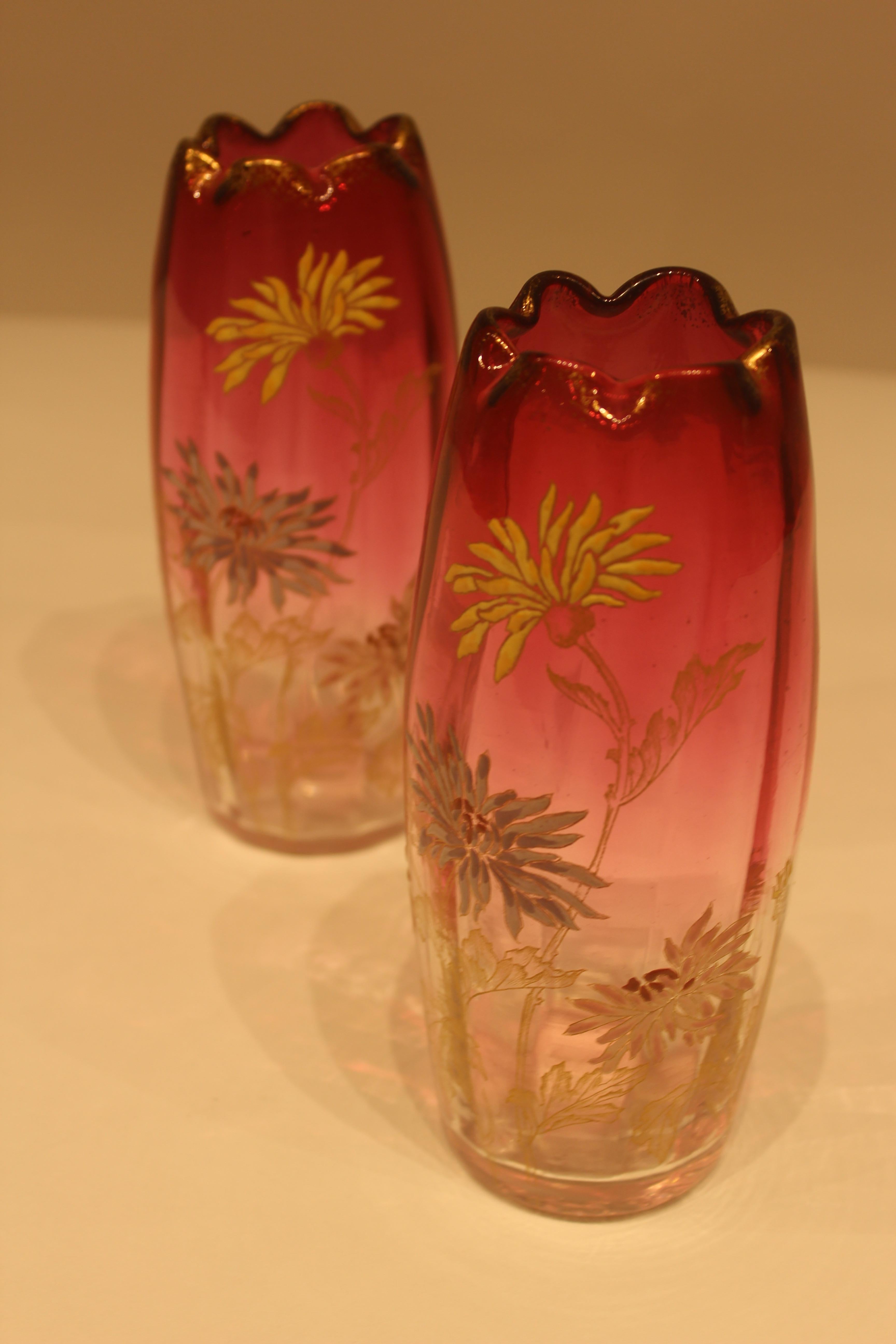 Pair of Early 20th Century Enameled Vases, Mount Joy For Sale 3