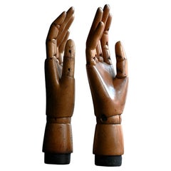 Pair of Early 20th century English articulated pine mannequin hands