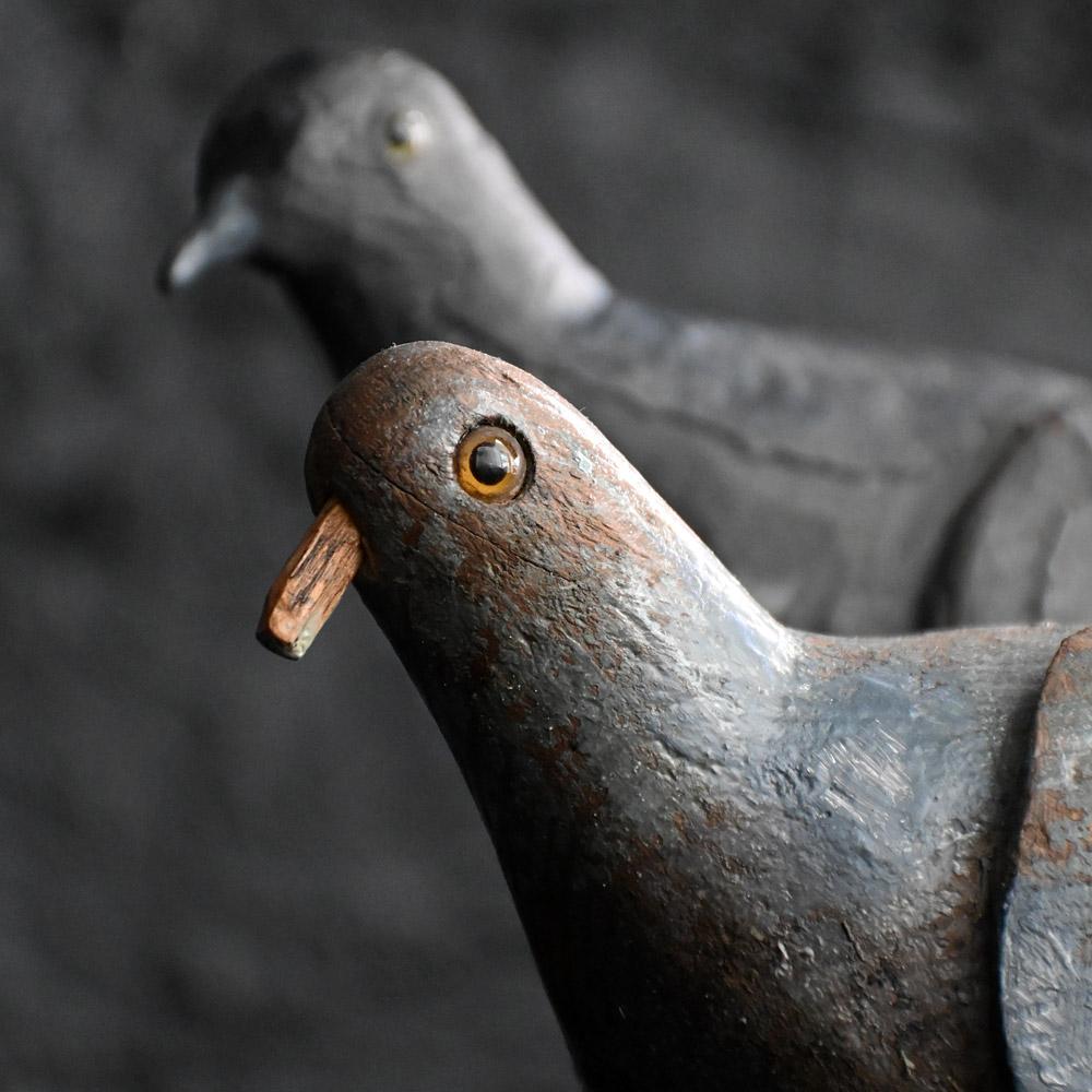 Folk Art Pair of early 20th century English estate made folk art decoy pigeons  For Sale