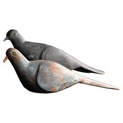 Pair of early 20th century English estate made folk art decoy pigeons 