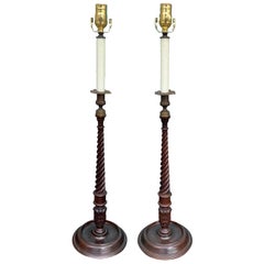 Pair of Early 20th Century English George III Style Candlesticks as Lamps