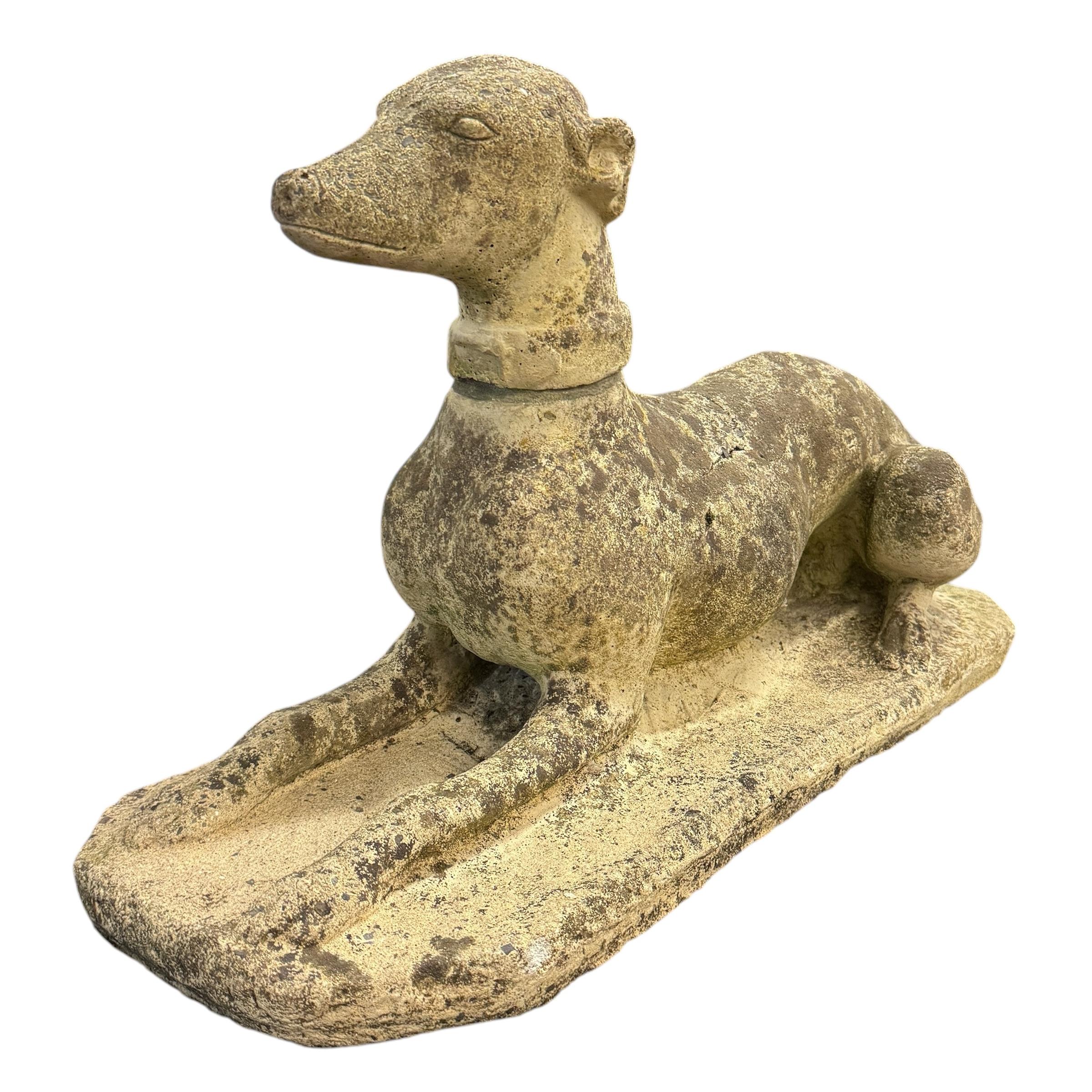 Cast Stone Pair of Early 20th Century English Whippets