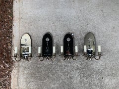 Pair of Early 20th Century Etched Mirrored Two-Arm Sconces