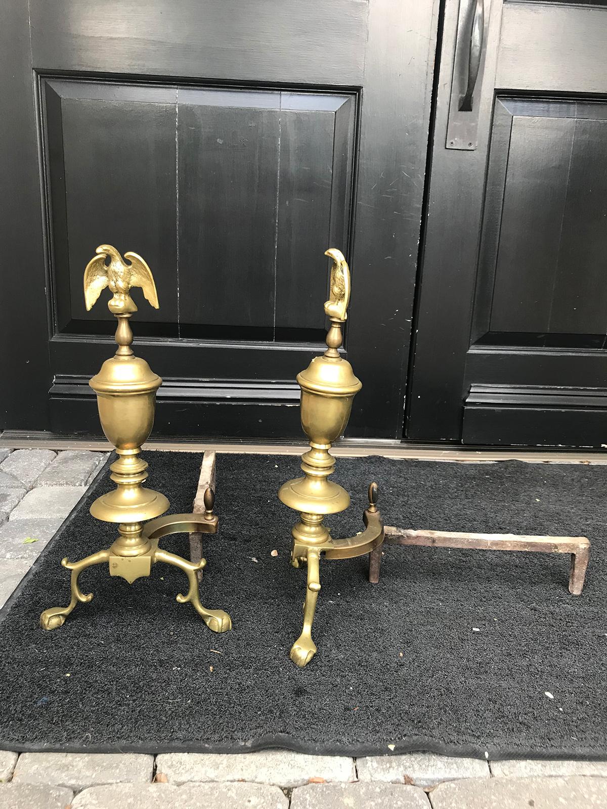 Pair of Early 20th Century Federal Style Andirons with Eagles For Sale 6