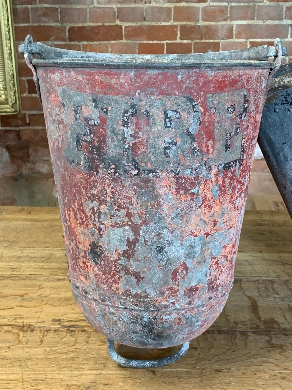 Hand-Crafted Pair of Early 20th Century Fire Buckets