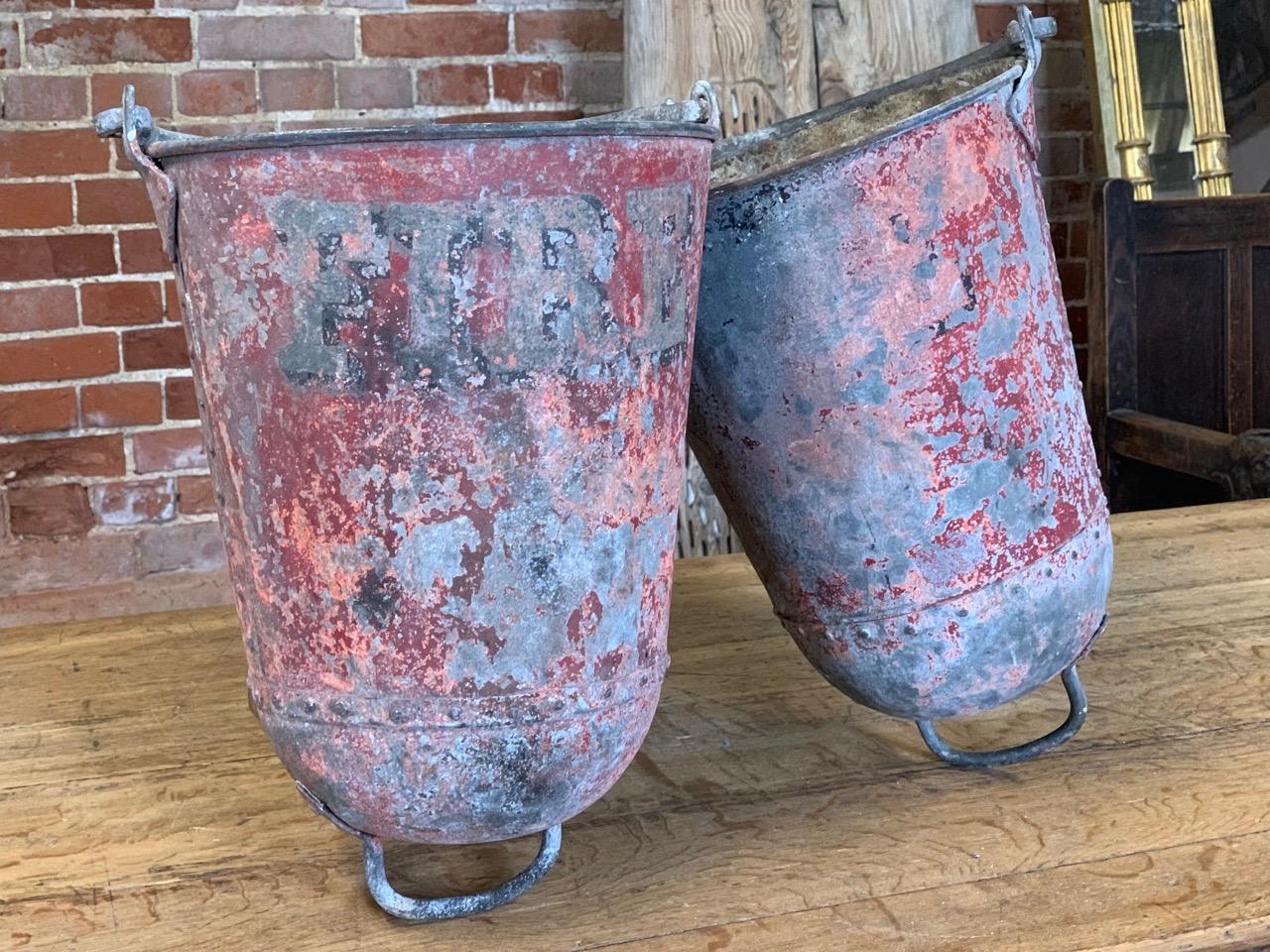 Metal Pair of Early 20th Century Fire Buckets