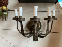 Pair of Early 20th Century Five-Light Tole Sconces