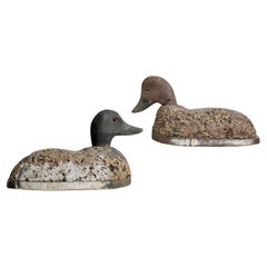 Paire de canards en appeau d'art populaire du début du 20e siècle