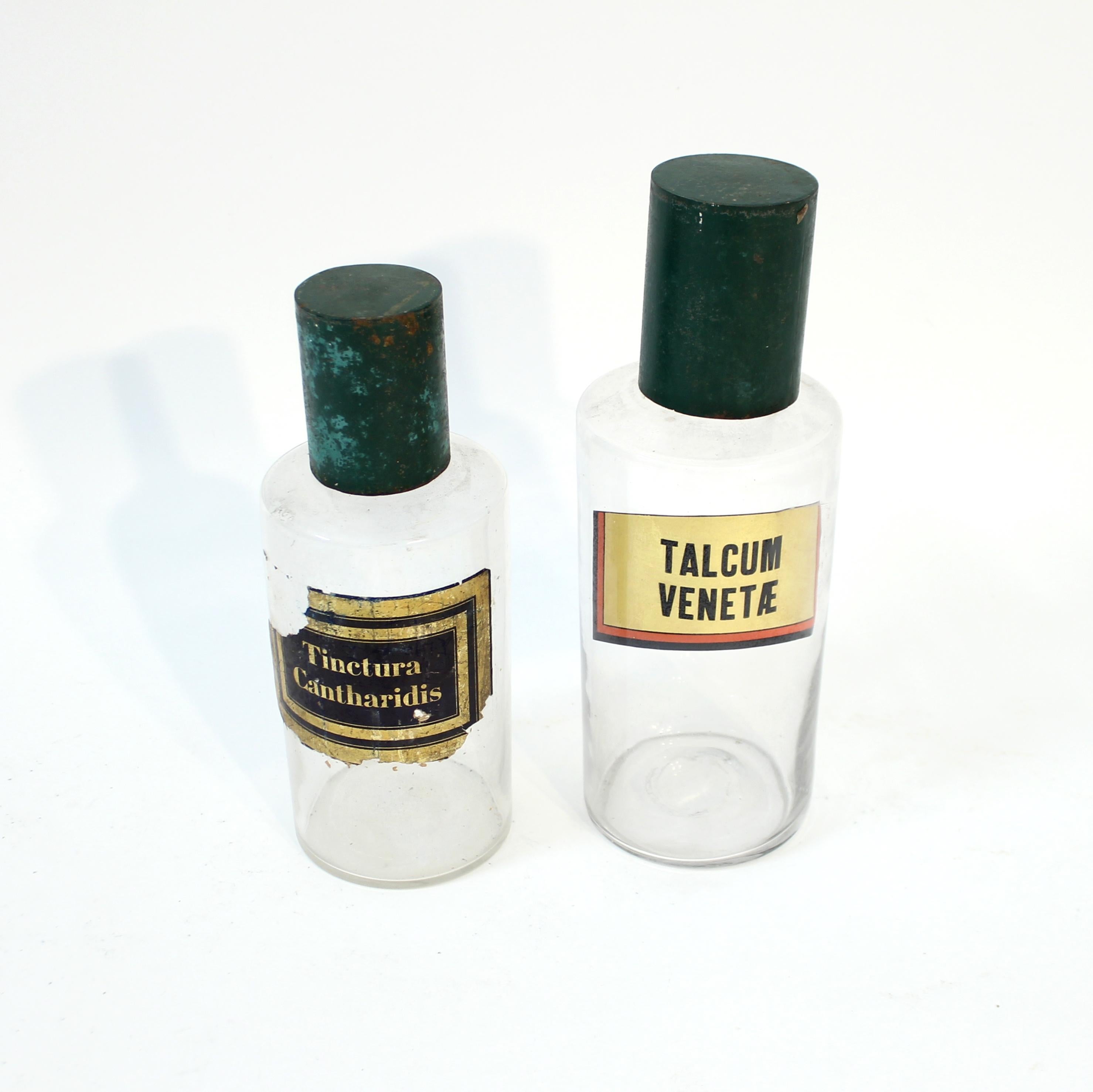 Industrial Pair of early 20th century French apothecary bottles, ca 1930s For Sale