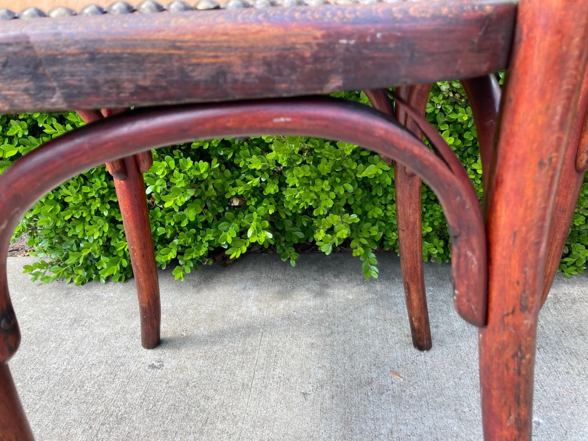 Pair of Early 20th Century French Art Deco Period Bentwood Thonet Bistro Chairs For Sale 8