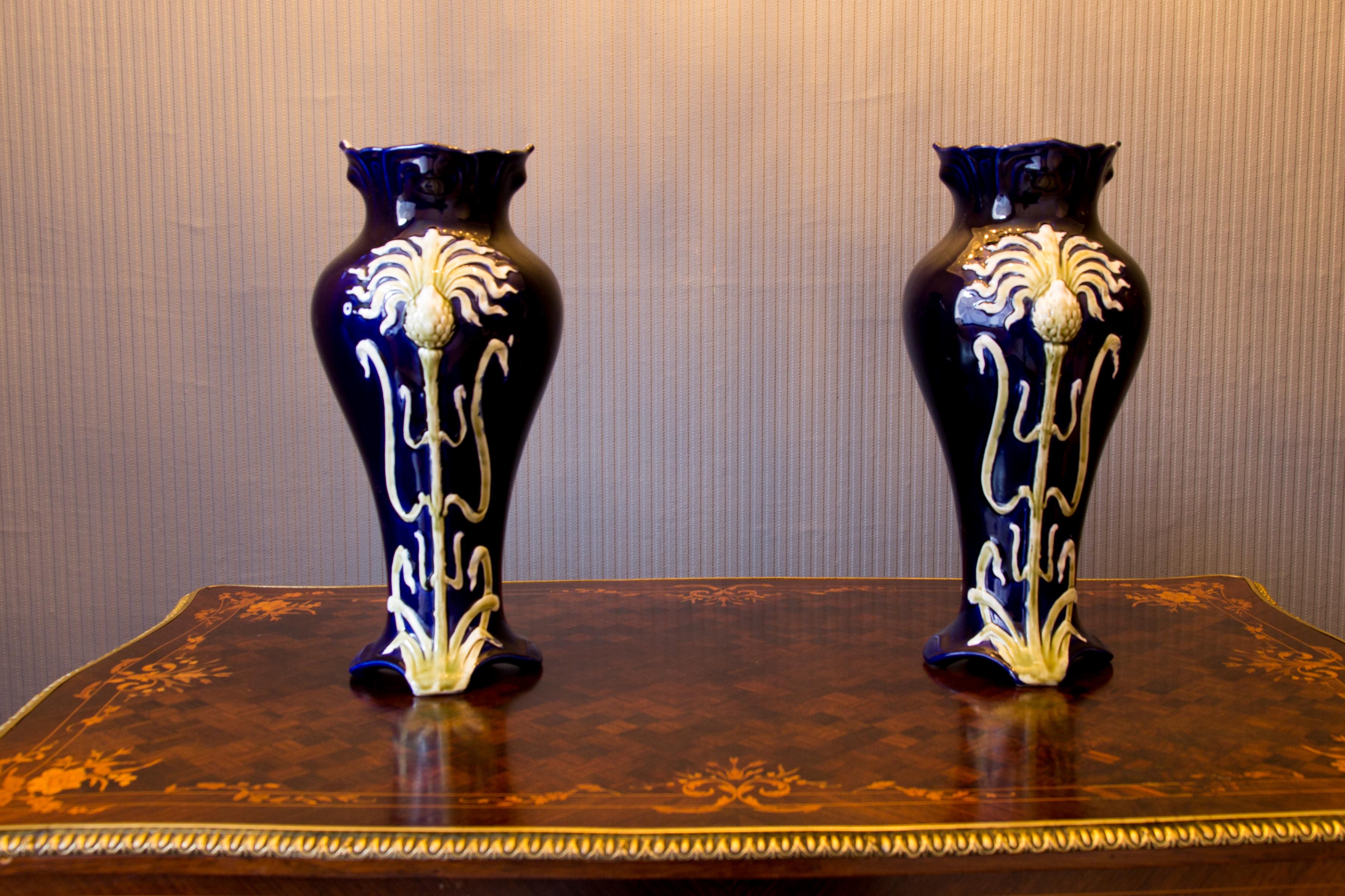 Pair of Early 20th Century French Art Nouveau Vases by J. Bernard De Bruyne 6